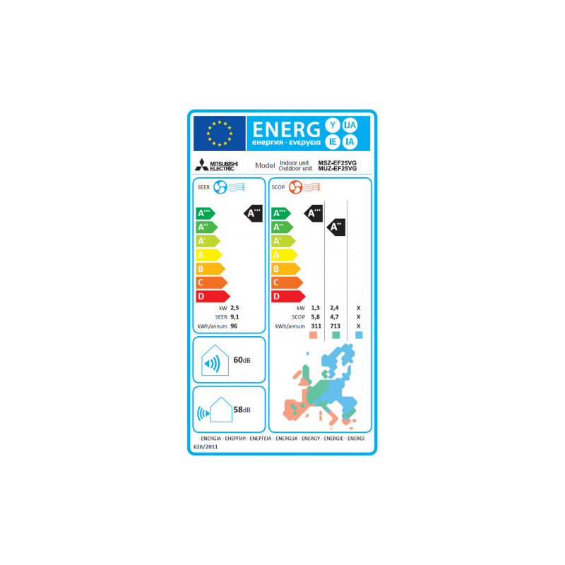 Climatisation Mono-Split MSZ-EF25VGKW / MUZ-EF25VG MITSUBISHI ELECTRIC